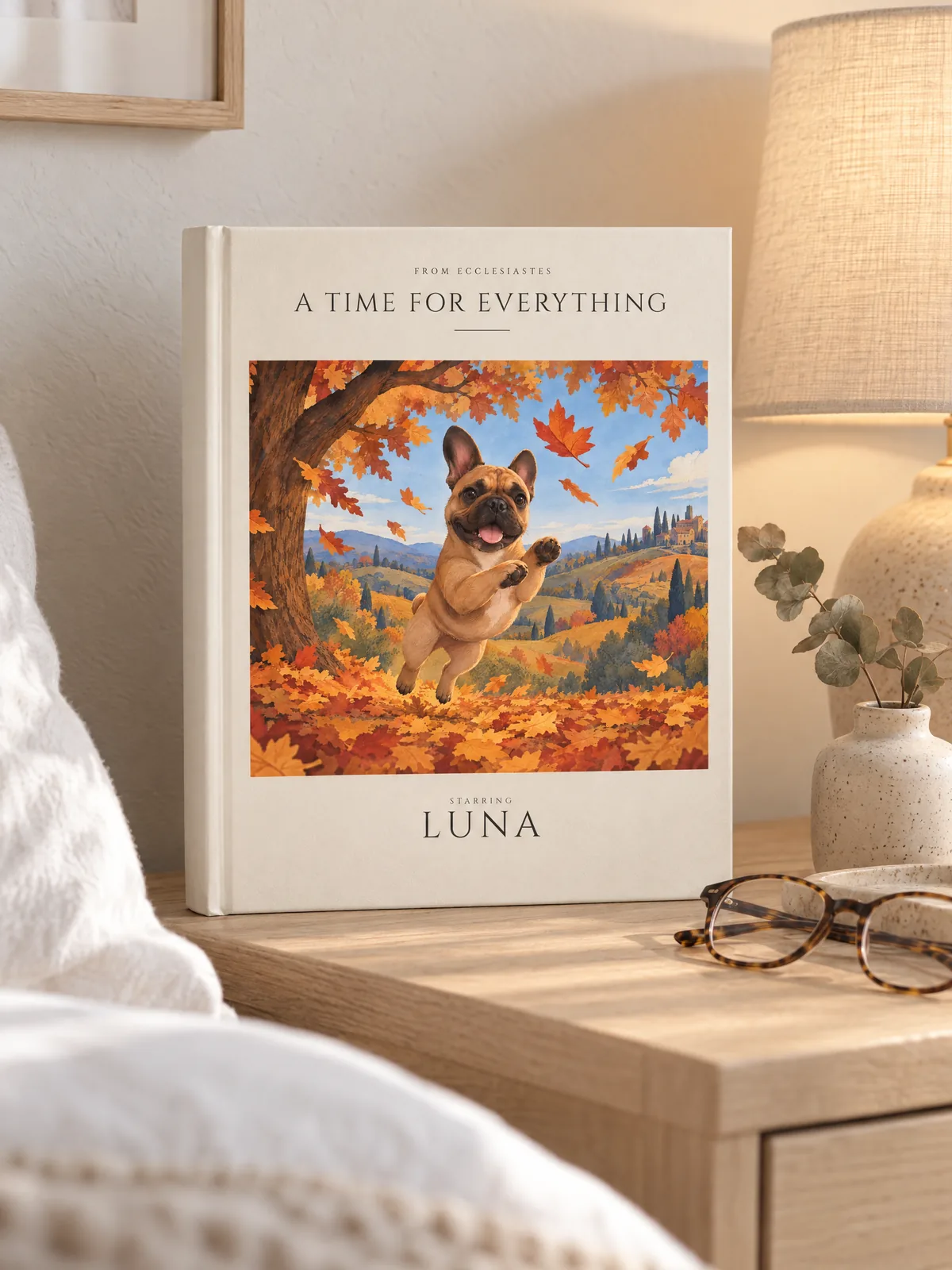 A Time for Everything on a nightstand by a lamp